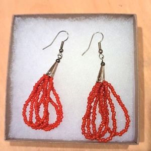 Pair of vintage multi strand loops dangling drop earrings